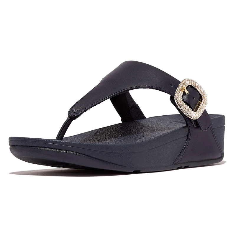 Fitflop LULU CRYSTAL-BUCKLE LEATHER TOE-POST SANDALS