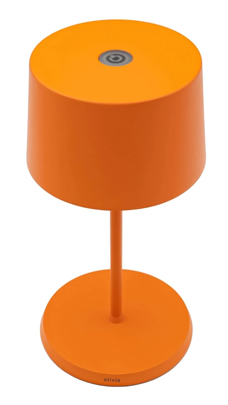 Zafferano, Olivia Mini Portable Rechargeable Table Lamp with Touch Control, Suitable for Living Room and Outdoor, Dimmer 2200-3000K, Height 22cm, Orange