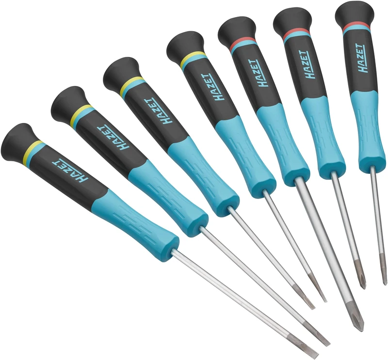 HAZET Electronics Screwdriver 811EL/7, 7-Piece Set, Phillips PH and Slotted Profile, 2-Component Handle, 205 mm Length - Image 1