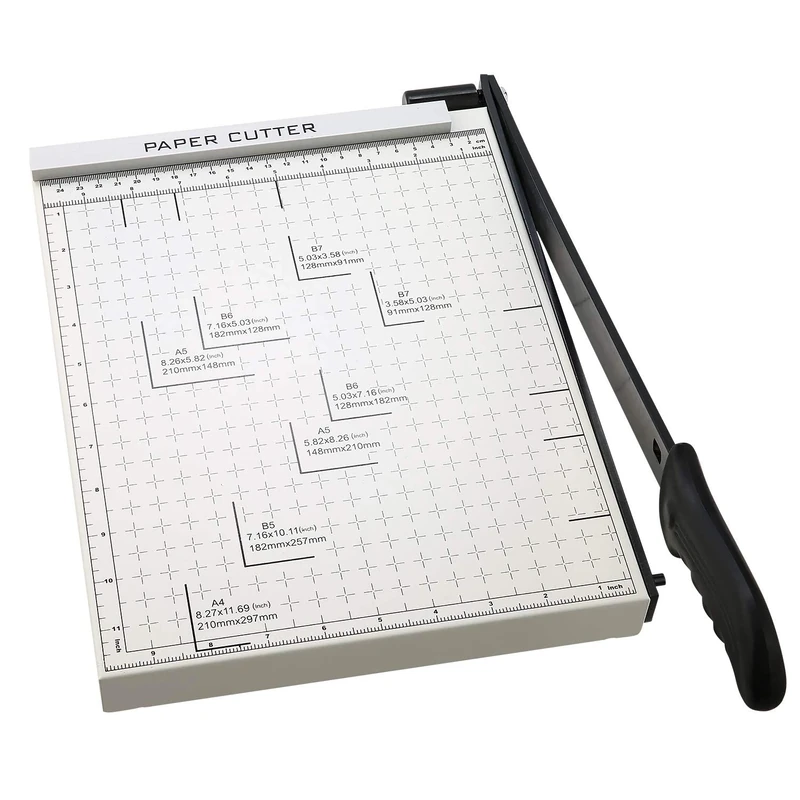 Meykey Paper Cutter, Professional Photo Cutter, Paper Cutter, Lever Cutter, Scrap Machine, for Photo, Paper, Cardboard, A4, White