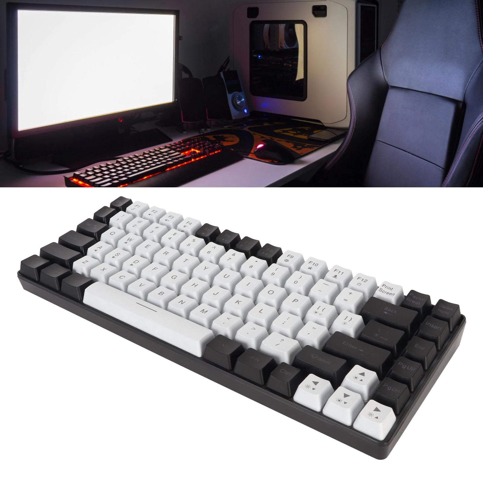 Jopwkuin 84 Keys Wired Mechanical Keyboard, RGB Backlit Gaming Keyboard,Wired Gaming Keyboard with RGB Backlit, Compact Keyboard Mechanical for Wins 98 NT 2000 XP 7 8 10 (White)