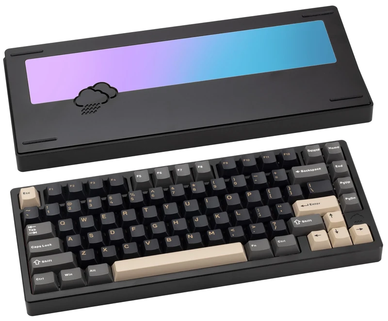 CutiePcs WOBKEY Rainy 75 Aluminum HMX Switch Mechanical Keyboard with Superior Acoustics, Wired, BT, 2.4G wireless Connectivity (Standard - Black)