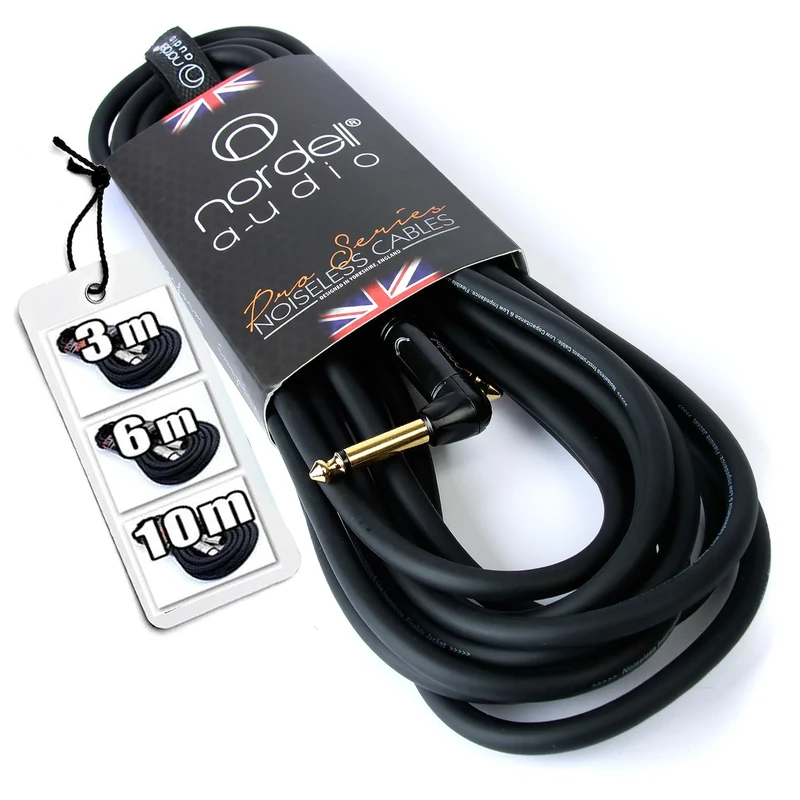Nordell Pro Guitar Lead/Cable: 10ft/3m Electric/Electro-Acoustic/Bass Right Angled