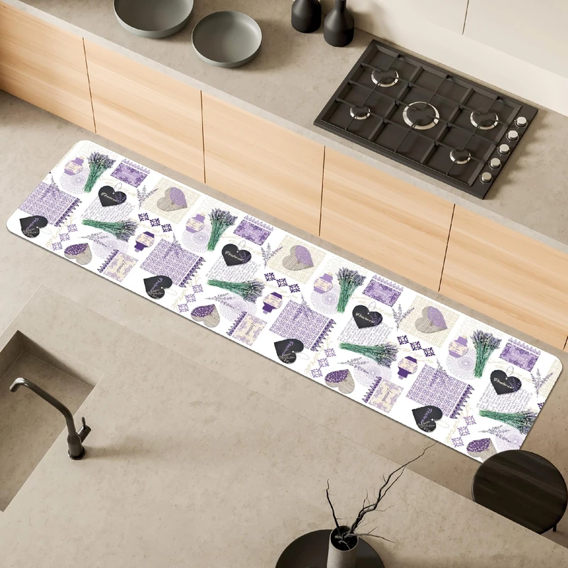 Comart - Malaga Kitchen Rug - Runner 100% PVC - Stain Resistant - Non-Slip - Waterproof - Machine Washable Mat - Modern Lane for Kitchen and Hallway - Lavender - 55 x 230 cm