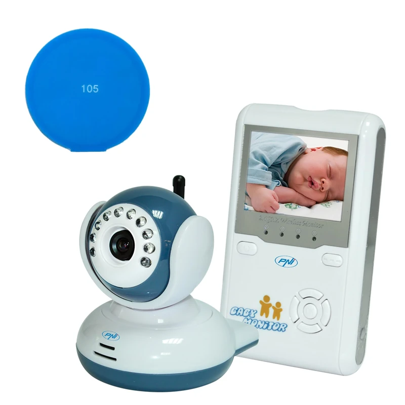 PNI Package Video Baby Monitor B2500 screen 2.4 inch wireless + Gift Sticky Pad Blue