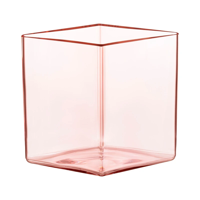 Iittala Ruutu 1070558 Glass Vase in Salmon Pink Size: 20.5 x 11.5 x 18 cm