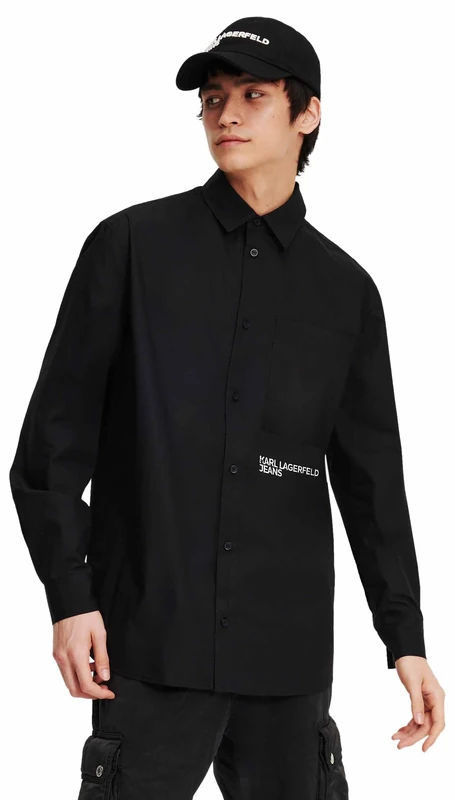 KARL LAGERFELD JEANS, Men's, Regular Woven Shirt, Regular Fit, Black, S