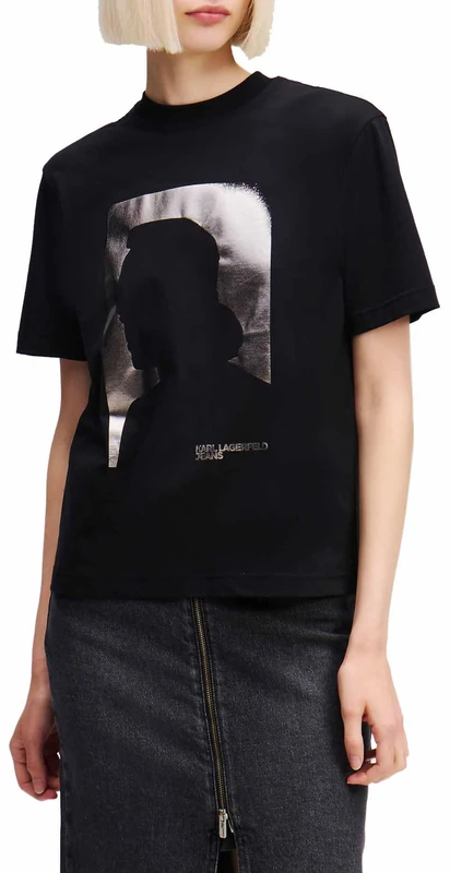 KARL LAGERFELD JEANS Women Regular Short Sleeve Karl T-Shirt Black M