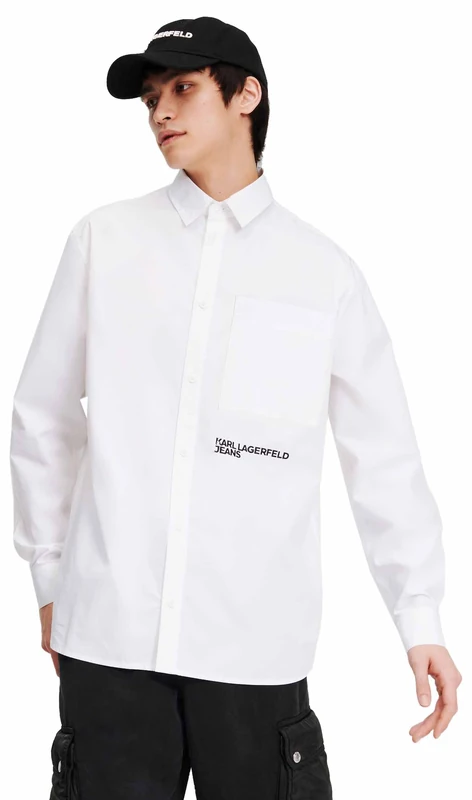KARL LAGERFELD JEANS, Men's, Woven Shirt, Regular Fit, White, XL - Image 1