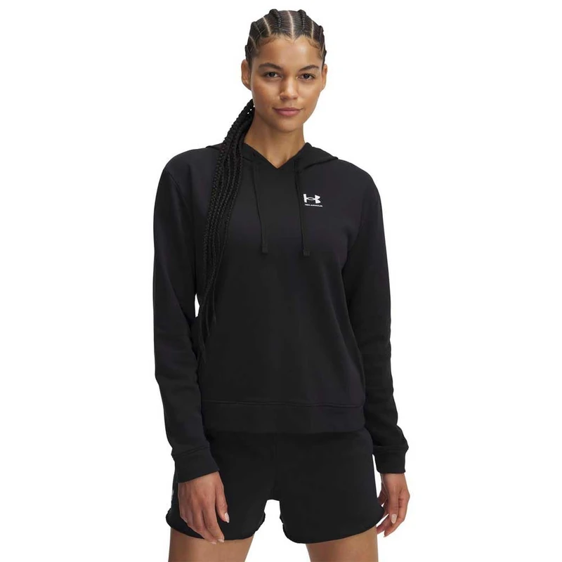 Under Armour Women's Rival Terry Hoodie, Super-Soft French Terry Women's Hoodie, Moisture-Wicking Ladies Hoodie for Training Black / / White