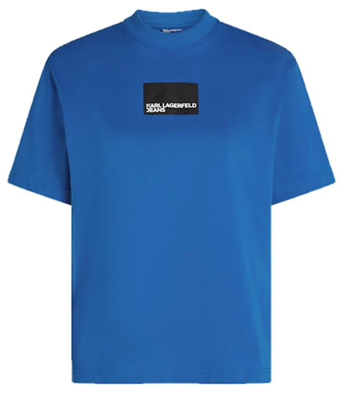 KARL LAGERFELD JEANS Women Regular Short Sleeve Box Logo T-Shirt KLJ Blue L