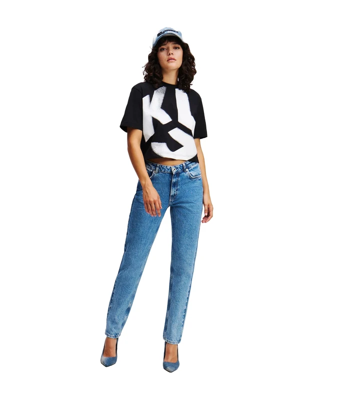 KARL LAGERFELD JEANS, Women's, Mid Rise Slim Denim, Slim Leg, Blue, 2732