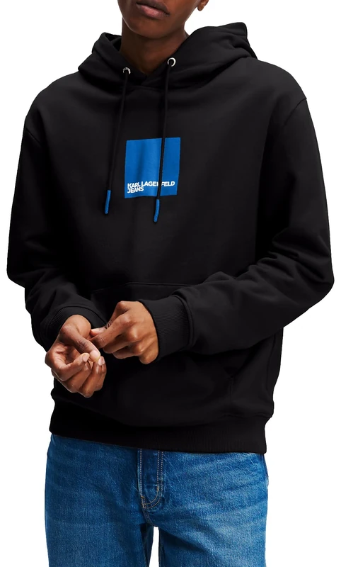 KARL LAGERFELD JEANS, Men's, Box Logo Hoodie, Regular Fit, Black, XL