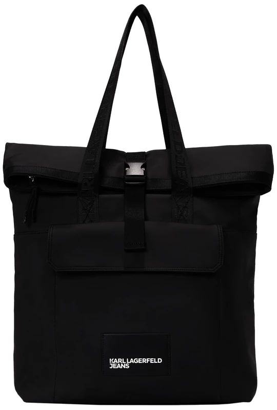 KARL LAGERFELD JEANS, Men's, Roll Top Tote, Black, One size