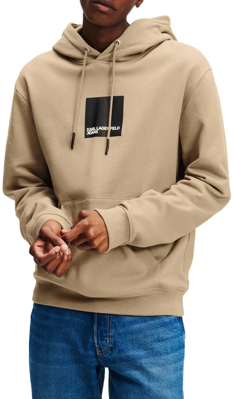 KARL LAGERFELD JEANS, Men's, Box Logo Hoodie, Regular Fit, Beige, M