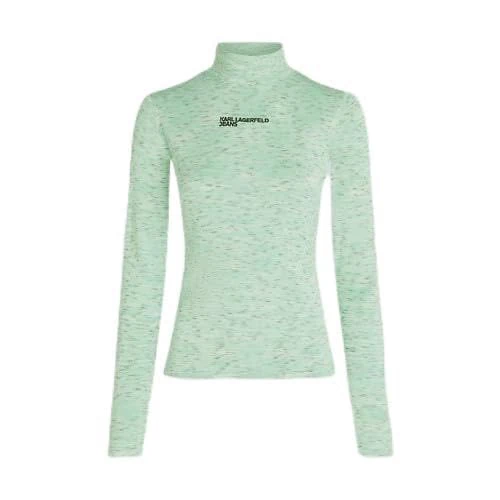 KARL LAGERFELD JEANS, Women's, Mock Neck Knit Sweater, Regular Fit, Blue, S