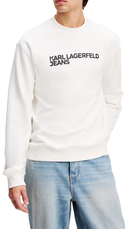 KARL LAGERFELD JEANS, Men's, Essential Logo Sweat, Regular Fit, White, S