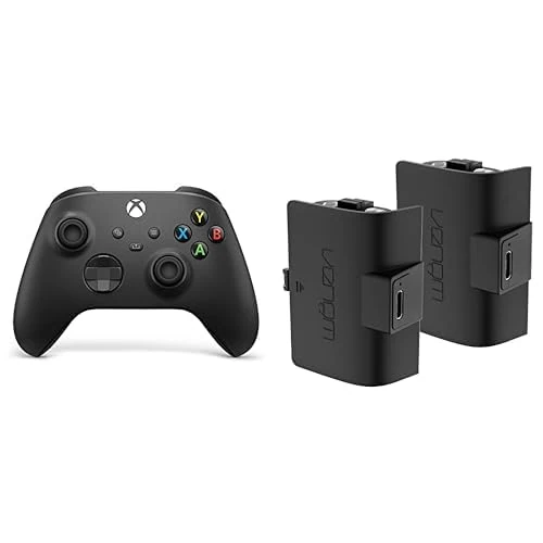 Xbox Wireless Controller – Carbon Black+Venom Controller Rechargeable Battery Twin Pack - Black Series X & S One - Image 1
