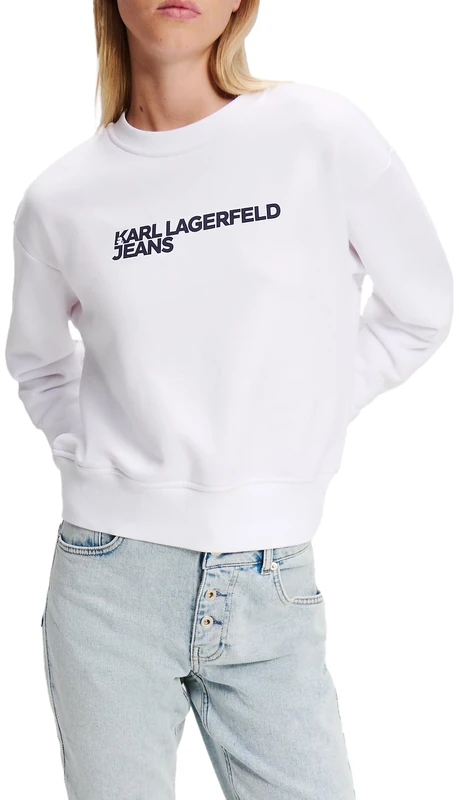 KARL LAGERFELD JEANS, Women's, Essential Logo Sweat, Regular Fit, White, XS