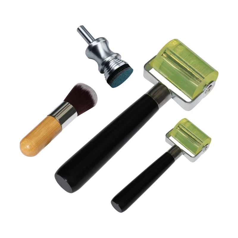 1"&2" Leaf Seam Roller, Smoothing Tool, Dusting Brush, for Spin-able Automotive Grade Metal Leafing (Roller&Duster), 1" Leaf Spinner Tool Unlock 3D Effects, Enhances Gold&Silver Leaf w/ 3D Appearance - Image 1