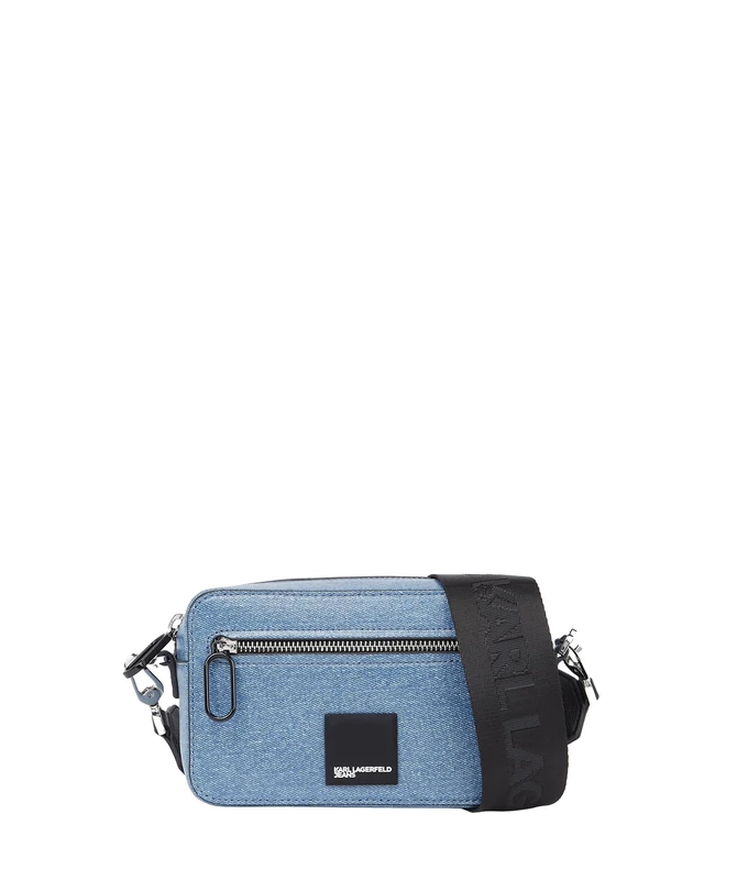 KARL LAGERFELD JEANS, Women's, Box Logo Camera Bag Denim, Blue, One size