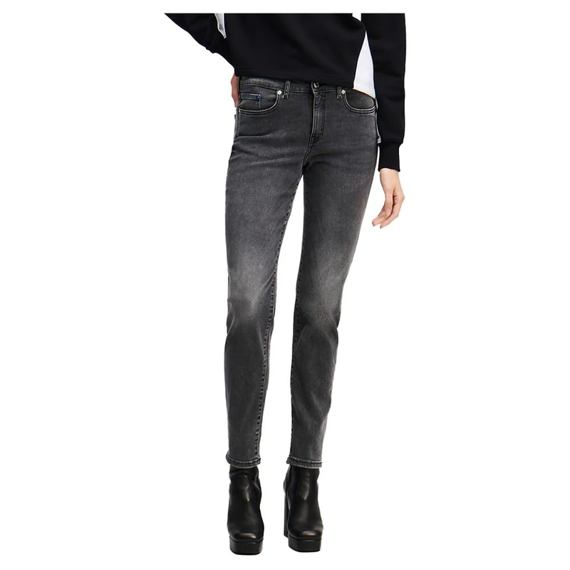 KARL LAGERFELD JEANS, Women's, Mid Rise Slim Denim, Slim Leg, Black, 3032