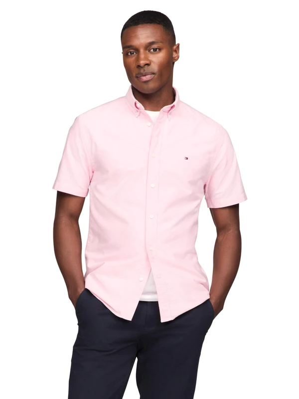 Tommy Hilfiger Long Sleeve Oxford Regular Fit, Men's Button Down Shirts, Also Available in Big and Tall, Classic Pink, XL