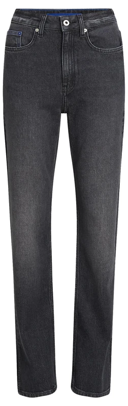 KARL LAGERFELD JEANS, Women's, High Rise Straight Denim with Slit, Straight Leg, Grey, 3232