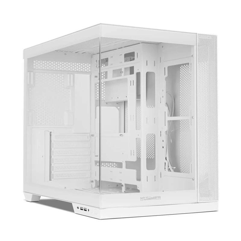 NOX XTREME PRODUCTS Hummer Astra NEO White - Semitower ATX | M-ATX | ITX, Panoramic Glass without Frame, Space for 9 Fans, Graphics Cards up to 400 mm, USB-C and USB 3.0, White