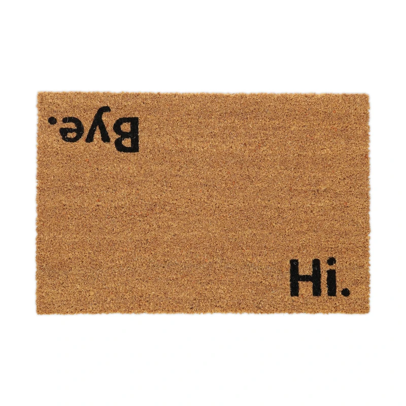 Relaxdays Coconut Doormat, Non-Slip, Welcome Mat with Hi. Bye., Indoor & Outdoor, Dirt Trap, 1.5 x 60 x 40 cm, Natural, Coco