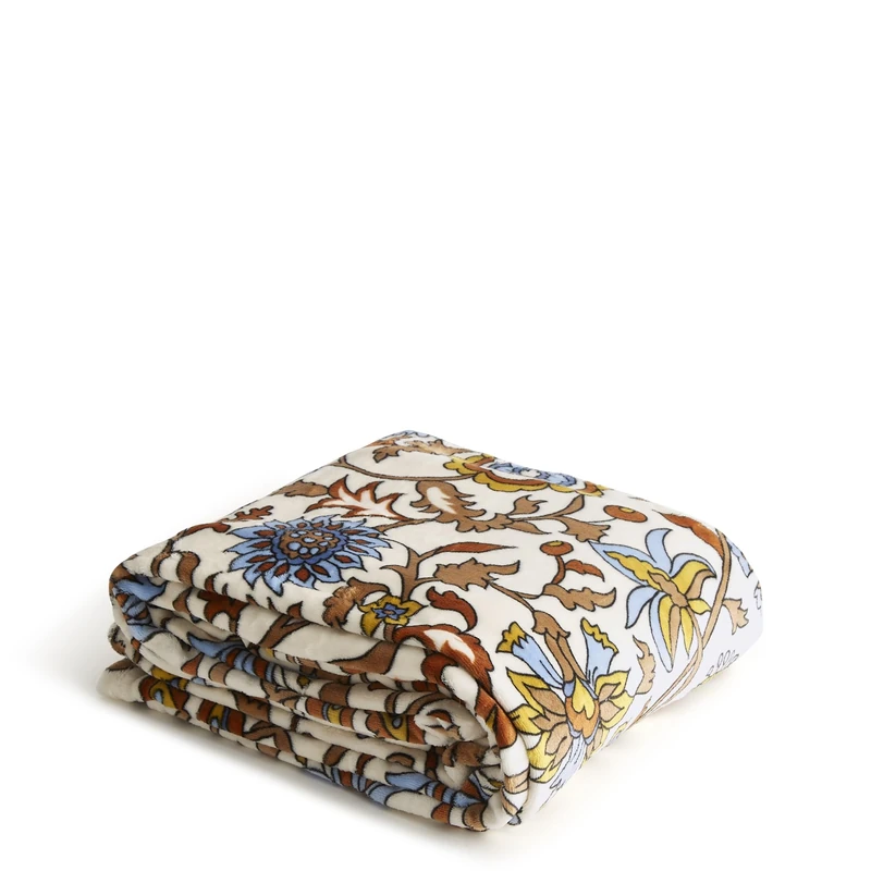 Vera Bradley Women's Fleece Oversized Throw Blanket, Marrakesh Vines Neutral, 94 X 66