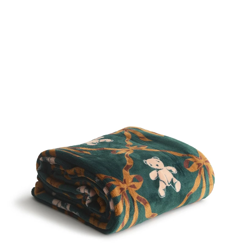 Vera Bradley Women's Fleece Plush Throw Blanket, Bear Mosaic, 80 X 50