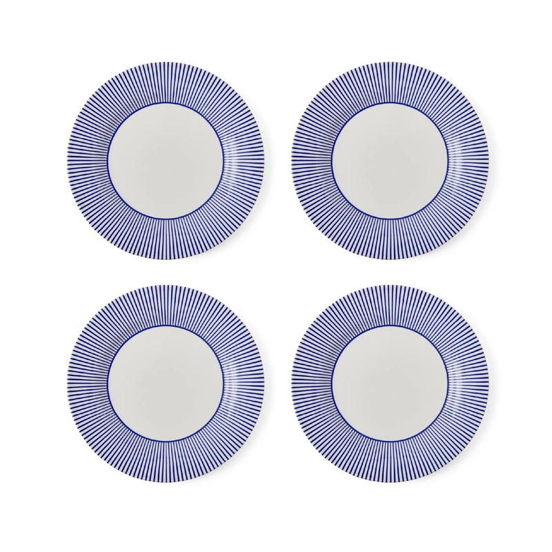 Spode Steccato Collection - 11" Dinner Plate, Stripe Cobalt Blue (Set of 4) | Fine Earthenware | Microwave and Dishwasher Safe | Made in England | Large Serving Plate for Salad, Pasta, or Appetizers - Image 1