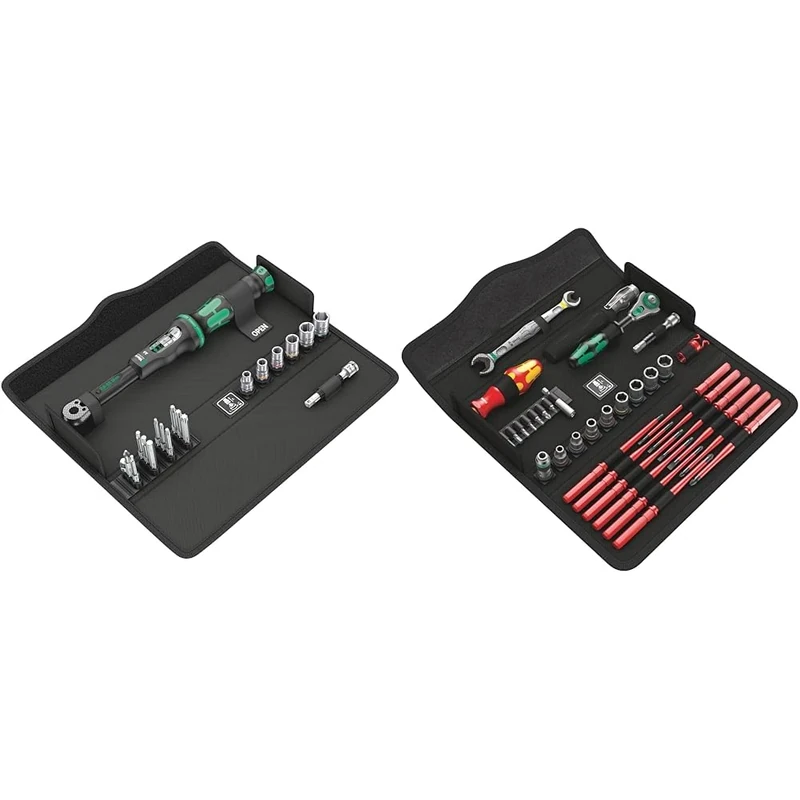 Wera Click-Torque A 6 Set 1 Adjustable Torque Wrench Set, 1/4" Hex Drive, 2.5-25 Nm, 20pc, 05130110001 & 135926 Kraftform Kompakt W1 Maintenance Kit, Silver