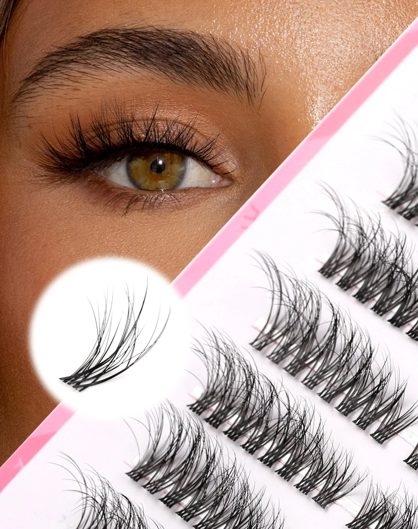 Cat Eye Cluster Lashes Wispy D Curl Eyelash Extensions Mink Volume Lashes Clusters DIY Fluffy Eyelash Clusters at Home Natural Individual Lashes 7 Pairs