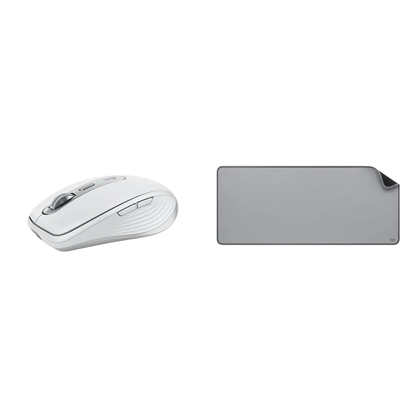 Logitech MX Anywhere 3S Compact Wireless Mouse, Fast Scrolling, 8K DPI Any-Surface Tracking, Quiet C & Desk Mat - Studio Series, Multifunctional Large Desk Pad, Extended Mouse Mat - Image 1