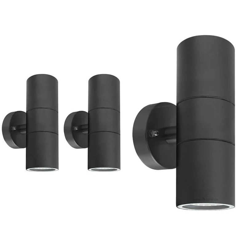 2 X Black Stainless Steel Double Outdoor Wall Light IP65 Up Down Garden Wall Lamp ZLC035B & Black Stainless Steel Double Wall Light IP65 Up Down Outdoor Wall Light ZLC035B