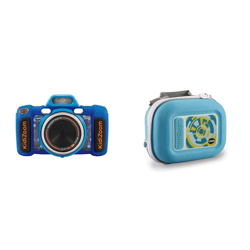 VTech KidiZoom Duo FX Kids Camera with Colour Screen, 8MP, Photos, Selfies & Videos, AR Filters & Kidizoom Camera Case, Portable Hard Case