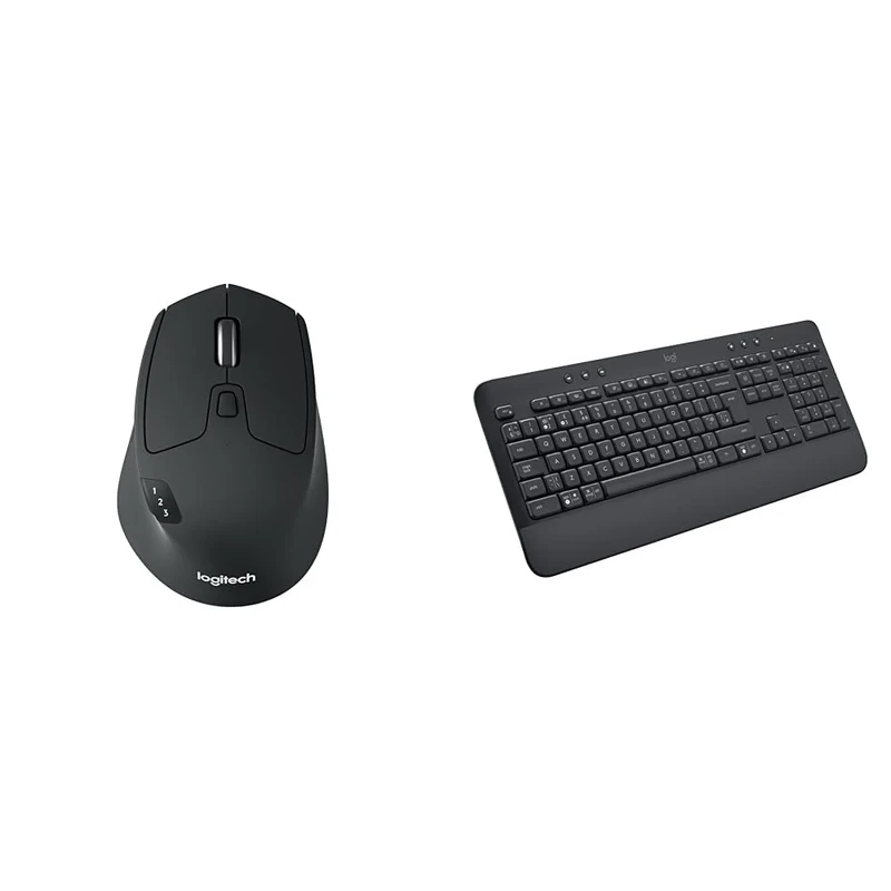 Logitech M720 Triathlon Multi-Device Wireless Mouse, Bluetooth, USB Unifying Receiver, 1000 DPI & Signature K650 Wireless Keyboard with Wrist Rest, Full-Size, BLE Bluetooth or Logi Bolt USB - Image 1