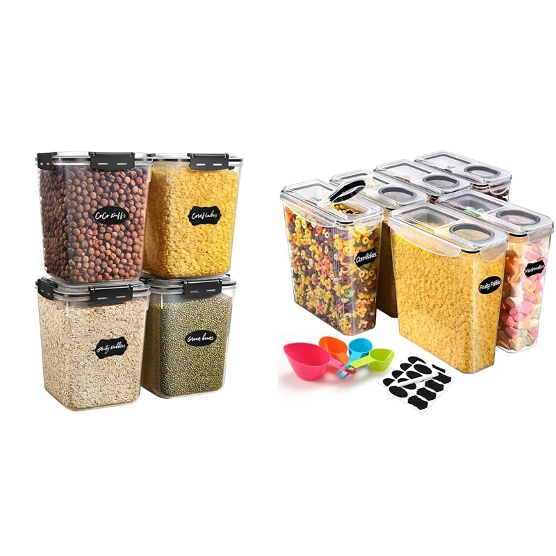 YASHE Large Food Storage Containers with Lids (5.3L, 4Pack), BPA-Free Airtight Plastic Food Containe & 6PCS Plastic Food Storage Containers (3.7L), Airtight Food Containers with Lids, BPA