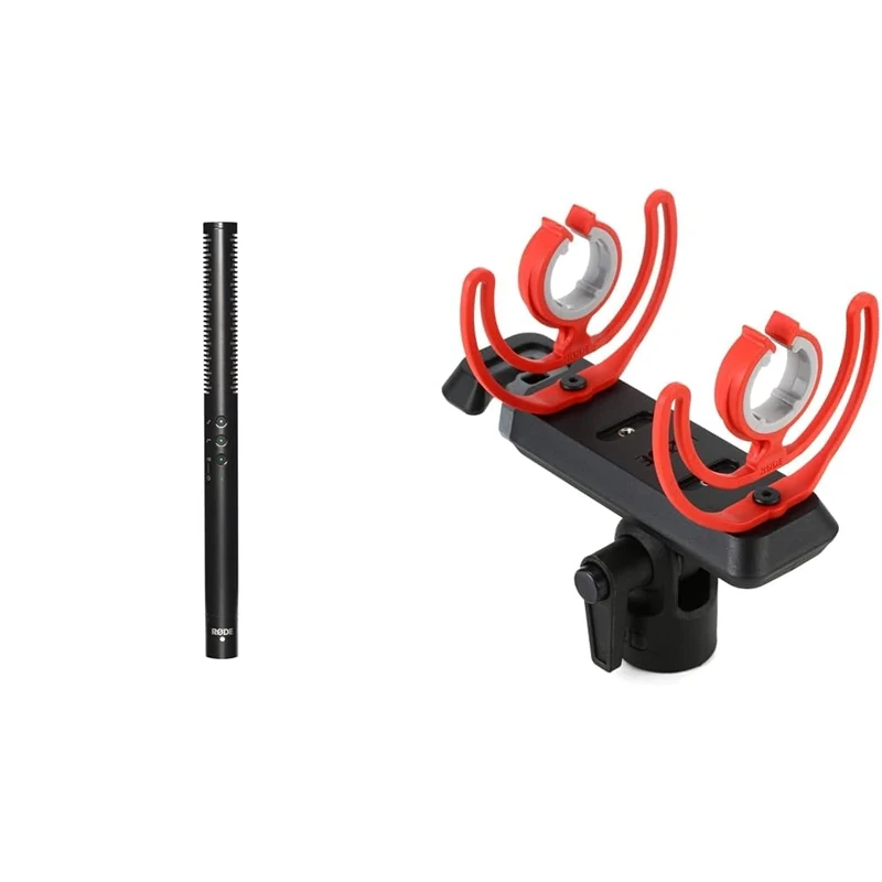 RØDE NTG4+ Versatile Dual-powered Supercardioid Condenser Shotgun Microphone with Switchable High-fr & SM4-R Suspension Shock Mount,Black