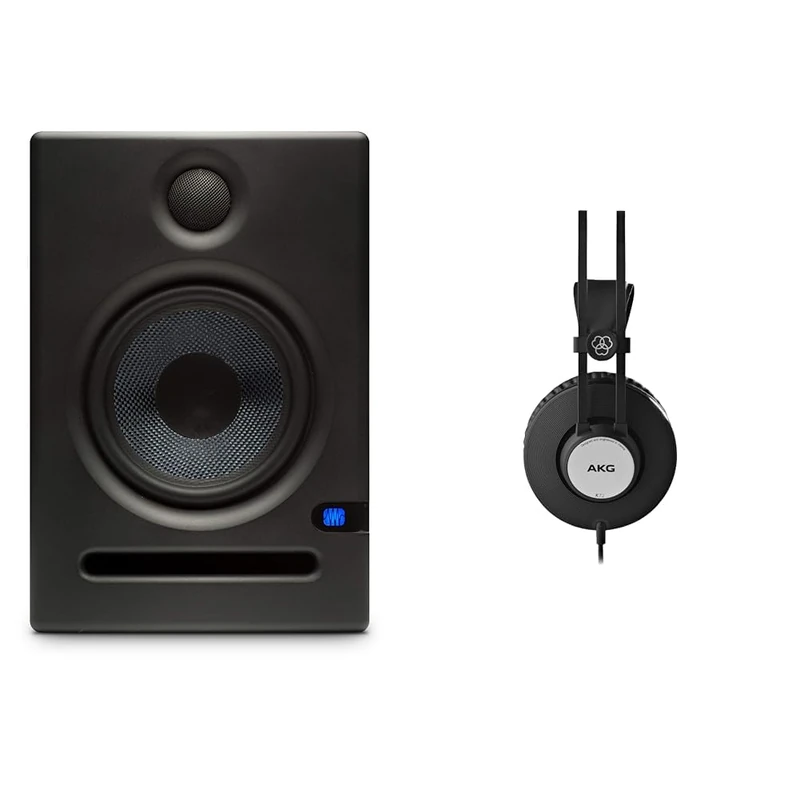 PreSonus Eris E5, Studio Monitor Speaker, Single, 5.25 Inch, 2-Way, High-Definition Multimedia & AKG K72 High Performance Closed-Back Over Ear Monitoring Headphones - Professional Drivers
