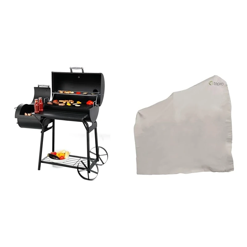 Biloxi Offset BBQ Pit Barrel Smoker & Universal Cover for Medium Pit Barrel Smokers in Beige