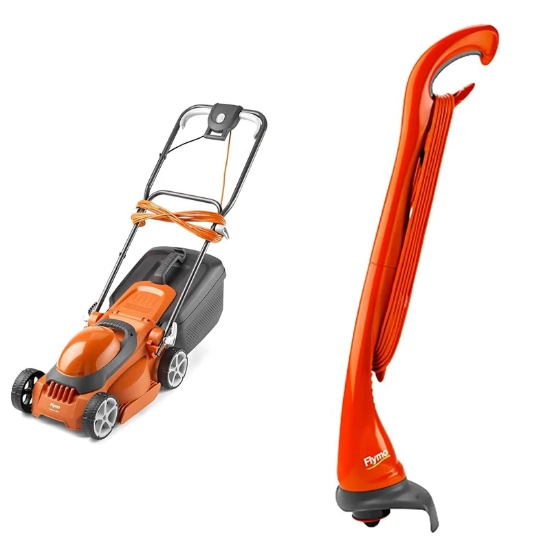 Flymo EasiStore 300R Electric Rotary Lawn Mower - 30 cm Cutting Width, 30 Litre Grass Box, Close Edg & Mini Trim ST Electric Grass Trimmer, 230 W, Cutting Width 21 cm