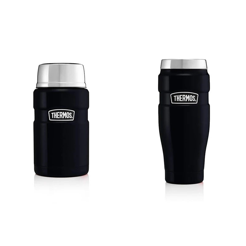 Thermos Stainless King Food Flask, Midnight Blue, 0.71L, 101423 & Stainless King Travel Tumbler, Midnight Blue, 470 ml 4002256047
