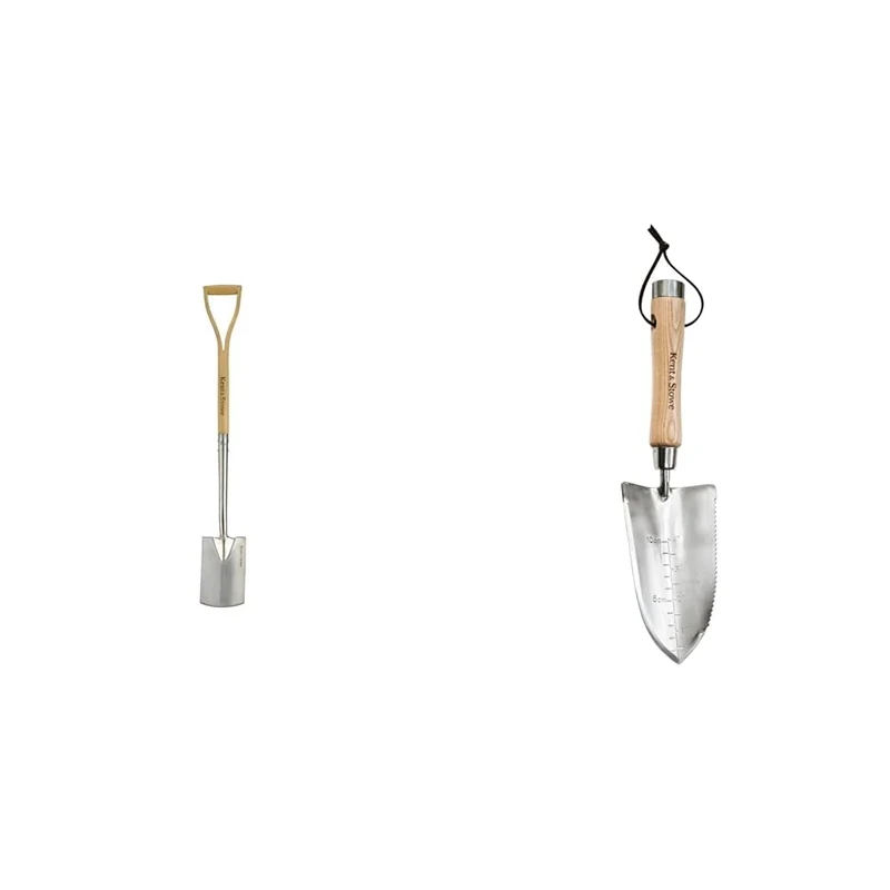 Kent & Stowe Stainless Steel Border Spade 100% FSC & Capability Trowel, Compact and Multi-Functional Garden Trowel