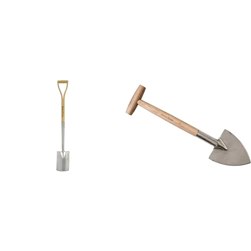 Kent & Stowe Stainless Steel Border Spade - Pointed Head Garden Spade for Easy Slicing