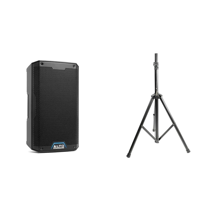 Alto Professional TS408-2000W 8" Active PA Speaker with 3 Channel Mixer, Bluetooth Streaming & Pyle Universal Speaker Stand - Floor Mount Holder, Heavy Duty Tripod, Adjustable Height 100-180 cm - Image 1