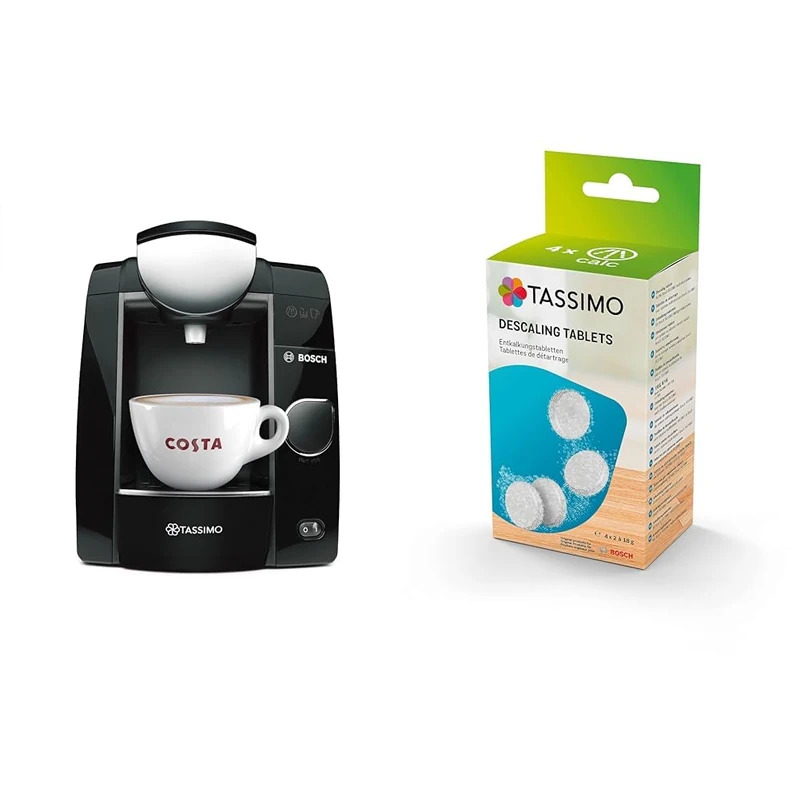 Bosch Tassimo Joy TAS4502NGB Coffee Machine, 1300 Watt, Black, 1.4 Litre & Tassimo by TCZ6008 Descaling Tablets - 8 Tablets