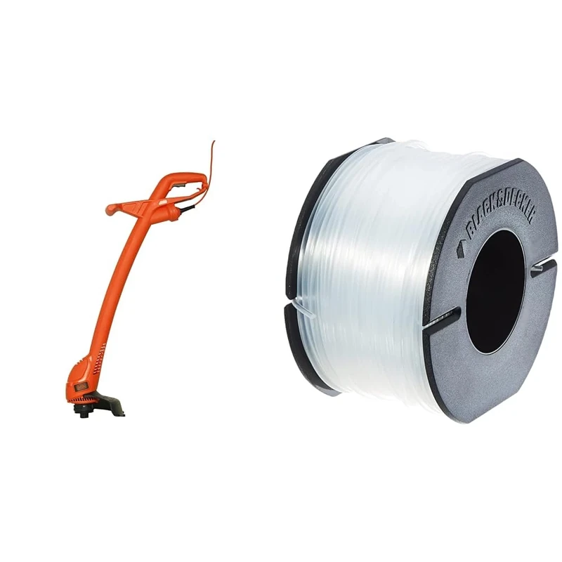 BLACK+DECKER GL360 350W Strimmer 25cm Swathe & A6171-XJ 50 m Line on Storage Spool, White